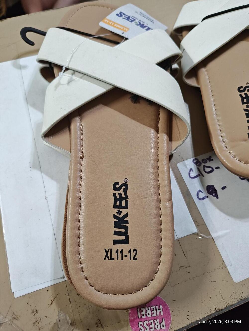 LUK EES by Muk Luks Sandals Women’s White  Criss Cross  Size 11-12